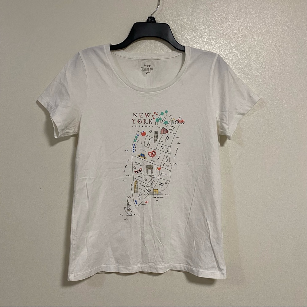 J. Crew Shirt Women’s Size Medium White New York map Graphic T-Shirt